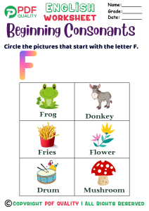 Beginning Consonants with the letter F
