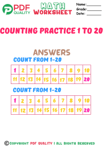 Counting practice 1 to 20(b)answer