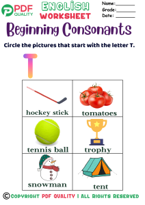 Beginning Consonants with the letter T