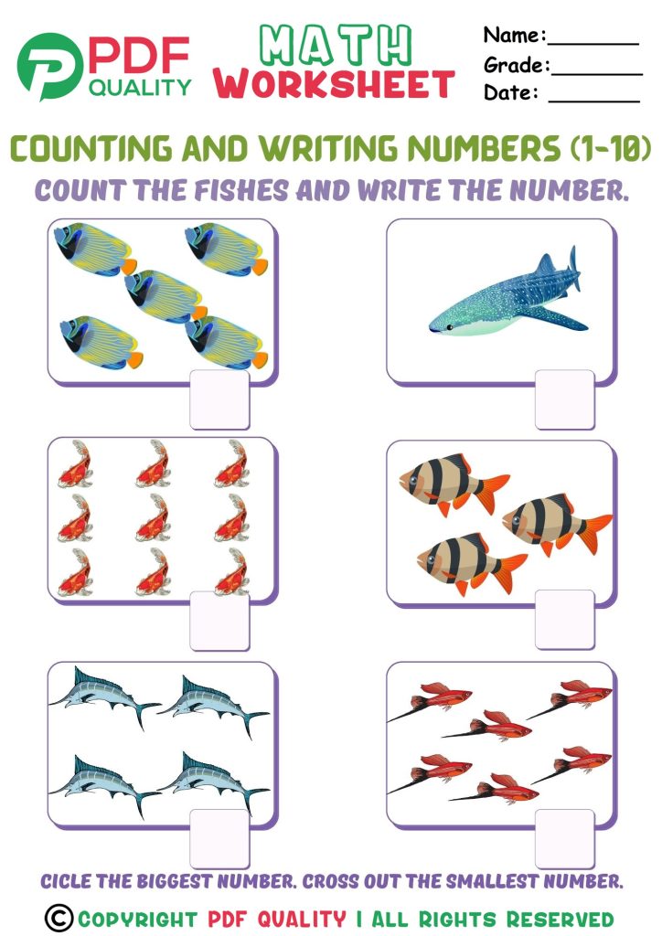 Counting and writing numbers 1 to 10(b)
