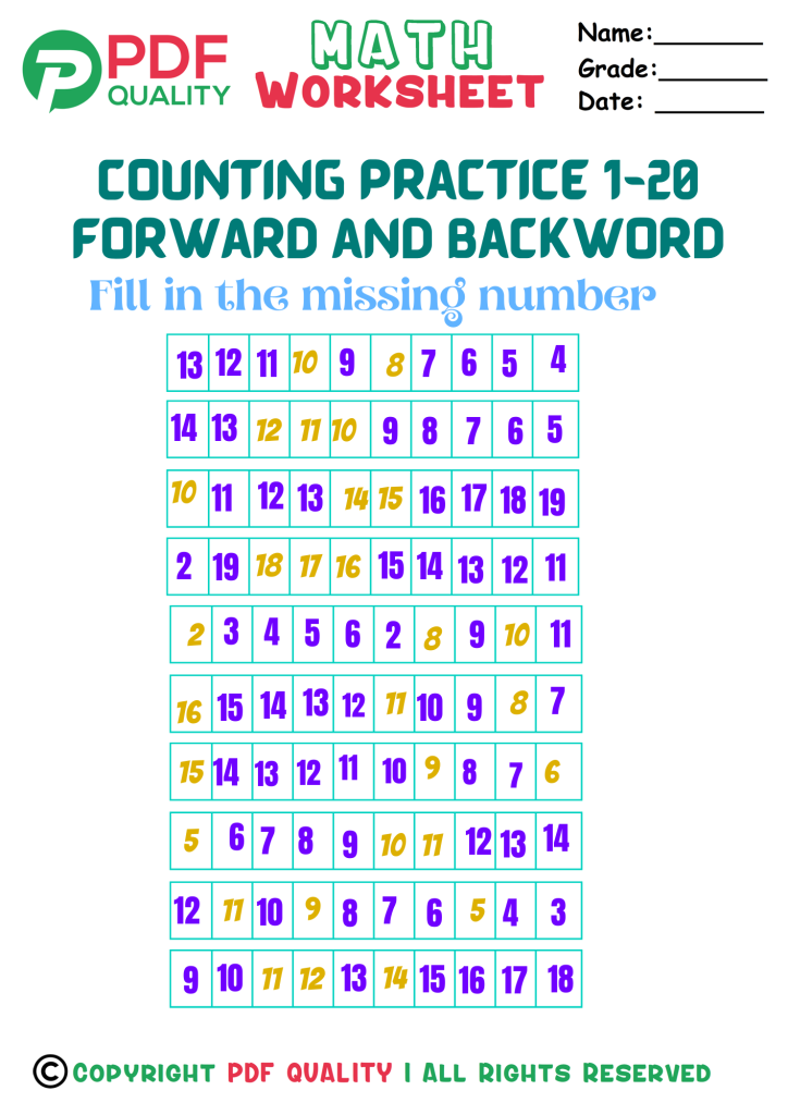 forward and backword counting (b)ans